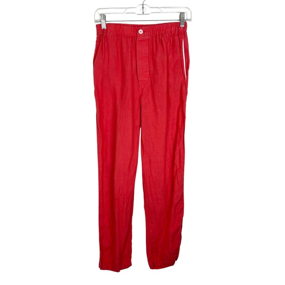 Sleepy Jones Pajama Pants Women Extra Small Coral White Linen Relaxed Sleep